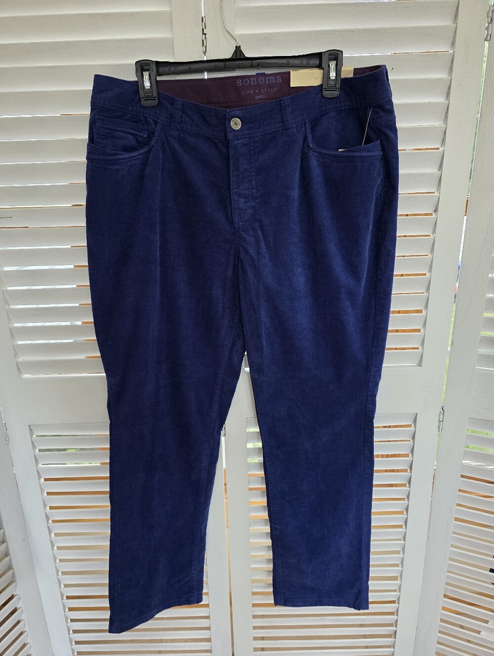 Sonoma Women's Blue Corduroy Original Straight Fit Pants Size 16P
